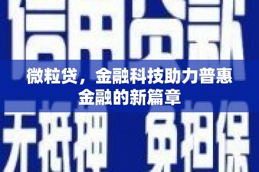 戚墅堰微粒贷，金融科技助力普惠金融的新篇章