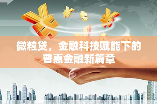 戚墅堰微粒贷，金融科技赋能下的普惠金融新篇章