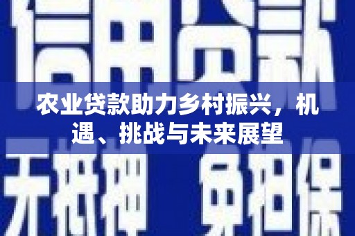 戚墅堰农业贷款助力乡村振兴，机遇、挑战与未来展望