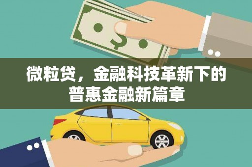 戚墅堰微粒贷，金融科技革新下的普惠金融新篇章