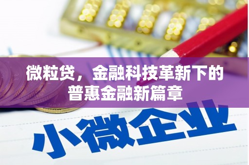 戚墅堰微粒贷，金融科技革新下的普惠金融新篇章