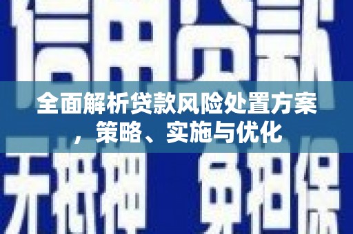 戚墅堰全面解析贷款风险处置方案，策略、实施与优化