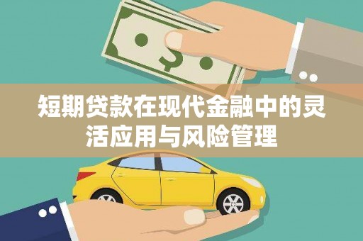 戚墅堰短期贷款在现代金融中的灵活应用与风险管理